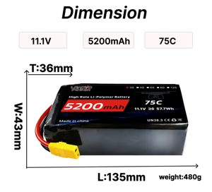 OEM Drone Batterij Lipo 3S 11.1V 5200mAh 5.2Ah 8000mAh 10000mAh Batterijpakketten voor UAV FPV RC Auto's Radiografisch Bestuurde Modellen - Product Image 3