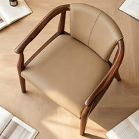 Chaise de salle à manger MULIGNA moderne en bois de caoutchouc avec revêtement en cuir véritable, écologique, pour la maison, le bureau et le bar.