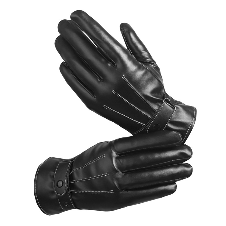 A1910  Man Women PU Antiskid Glove Waterproof Warm Winter Cycling Driving Mittens Motorcycle Touch Screen Leather Gloves