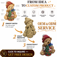 Figurine en résine personnalisée d'ours en peluche de Noël, peinte à la main, ornement de tambour, cadeau de vacances, décoration, artisanat en polyrésine OEM ODM
