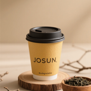 8oz Biodegradable Double Wall Kraft Craft Paper Disposable Coffee Milk Tea Cups with UV Coated Custom Logo Hot Drink