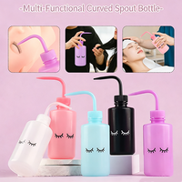 Bouteille de nettoyage à bec coudé pour extensions de cils, flacon de nettoyage des cils anti-fuite à presser
