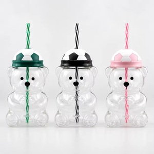 Customized Logo New 2026 Pink Strawberry Teddy Bear Coffee <strong>Cup</strong> 20 oz Teddy Bear Glass Cold Drink <strong>Cup</strong> <strong>with</strong> <strong>Lid</strong> <strong>and</strong> <strong>Straw</strong> - Product Image 3