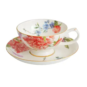 Stechcol tazza da tè in ceramica di nuovo Design con piattino Set di tazze da caffè in porcellana Fine Bone china