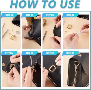 WADORN Pack de fermoirs de suspension pour sacs, anneaux en D multi-tailles, boucles métalliques avec vis, connecteurs de sangle de sac, quincaillerie pour sacs - Product Image 4