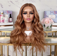 Peluca de Cabello Rizado Vietnamita Remy Virgen con Cutícula Alineada, Frontal de Encaje Transparente para Mujer, con Reflejos Jengibre y Castaño, 13x4