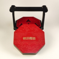Cesta de Presente Octogonal de Madeira Reciclável Feita à Mão com Gravação a Laser para o Festival do Barco Dragão Zongzi