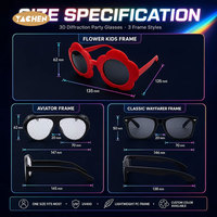 Lunettes de soleil pour enfants en plastique YACHEN à effet de lumière arc-en-ciel par diffraction 3D pour festivals en plein air, fêtes de Noël, cadeaux - Vente en gros