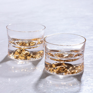 Vasos de whisky de cristal hechos <span class=keywords><strong>a</strong></span> mano Golden Mountain, peso perfecto para whisky escocés, Bourbon, Manhattans, cócteles antiguos - Product Image 3