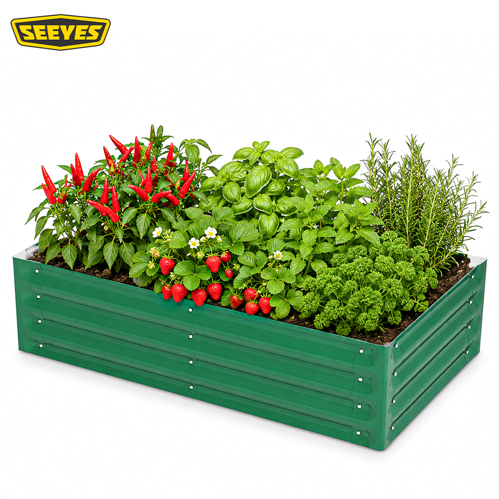 Vert foncé + lit de jardin surélevé