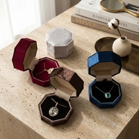 Boîte à bijoux octogonale de luxe Zebopak avec finition en velours pour bague, collier et emballage cadeau élégant
