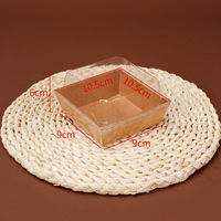 Boîte à gâteau rectangulaire en papier kraft de qualité alimentaire pour emporter, boîte à dessert avec couvercle en plastique transparent