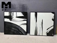 Décoration d'intérieur, peinture murale moderne en acrylique à l'huile texturée 3D, peinte à la main, 3 panneaux, peinture abstraite noire et blanche encadrée