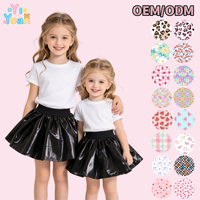 Jupe patineuse noire métallisée brillante pour filles, jupe évasée trapèze à large ceinture élastique, idéale pour les tout-petits, les fêtes ou comme costume d'Halloween