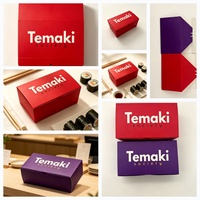 Boîtes d'emballage carrées pour sushis à emporter, écologiques, jetables, avec logo personnalisé, couleur, en papier couché, impression quadricolore, découpées.