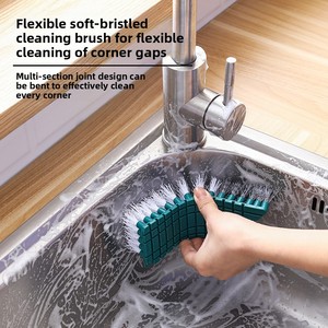 Bendable <b>Plastic</b> Cleaning Brush for Household Kitchen Bathroom <b>Tile</b> Floor-Flexible Fruit & Vegetable Scrubber - Product Image 4