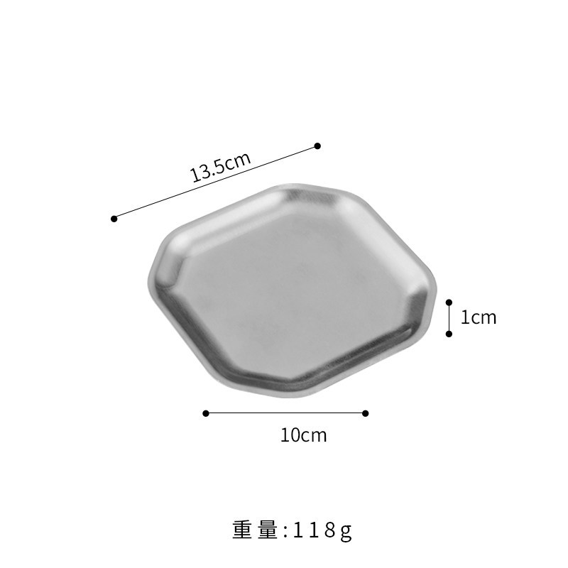 Plat octogonal de 13,5 cm (argent)