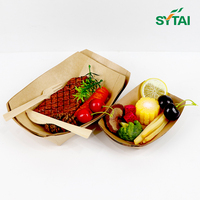 Barquette jetable rectangulaire en papier kraft de qualité alimentaire, écologique, pour frites de restaurant rapide