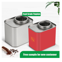 Boîte en métal carrée personnalisée de luxe pour grains de café 150g 250g, boîte en métal de qualité alimentaire pour chocolat, emballage cadeau avec valve
