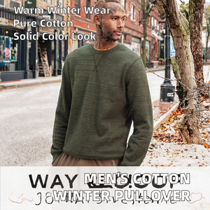 Sweat-shirt personnalisé pour homme, vert olive, col rond, en molleton uni, pull-over vierge, 100 % coton, coupe classique - Product Image 2