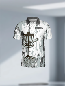 <span class=keywords><strong>Polo</strong></span> personnalisé pour homme en polyester à manches courtes, motif camouflage bleu et noir, pour le disc golf, sublimation - Product Image 2