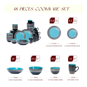 In September the Hotel Is Promoting Ceramic Blue Round Plate Sets for Salads Desserts and Tableware - Product Image 2