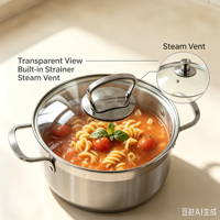 Ensemble de casseroles en acier inoxydable de qualité supérieure, couvercles en verre, base épaisse et robuste, compatible induction, gaz, lave-vaisselle et four, écologique