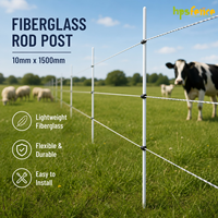 Poste de Fibra de Vidrio Multiusos para Cercas, 10 mm de Diámetro, 1.5 m de Longitud, Resistente a los Rayos UV, Impermeable, Diseño Moderno para Cercas Eléctricas