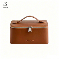 Bolsa de Maquillaje Impermeable JOYSUN con Logotipo Personalizado, Organizador de Artículos de Aseo, Estuche de Viaje de Cuero Vegano para Mujer