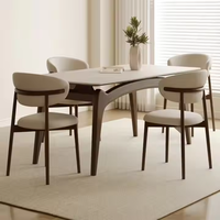 Modernes und Schlichtes Esstisch- und Stuhlset aus Eschenschiefer für Gewerbe, Hotel und Zuhause, Massivholz-Couchtisch