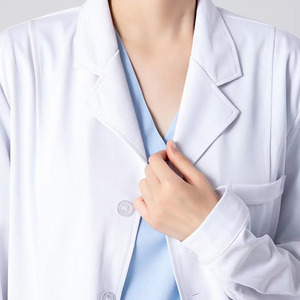 Abbigliamento da lavoro medico estivo diretto antirughe <span class=keywords><strong>camice</strong></span> bianco per studenti di medicina e medici tessuto abbigliamento da laboratorio - Product Image 2