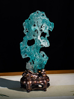 Artfamily Décoration de bureau Jiangsu en verre cristal antique translucide, gravé, d'art populaire, de forme irrégulière, fait main, avec effet chauffant