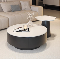 Table basse ronde en dalle de roche blanche, style minimaliste crème, pour salon, prix d'usine