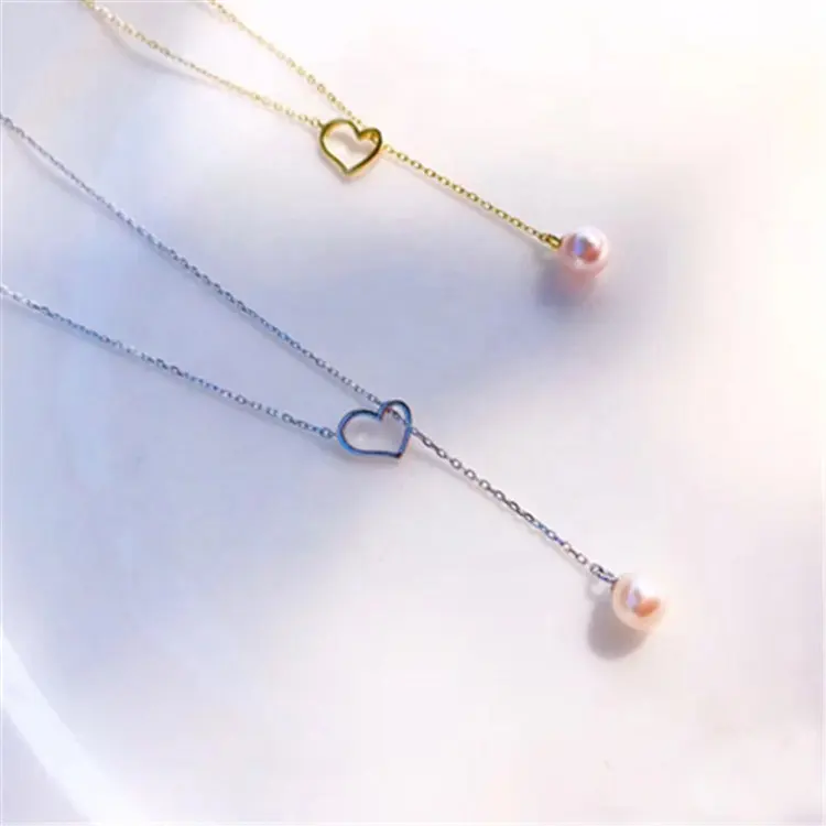Fashionable Necklace Pendant Freshwater Pearl Heart Shaped S925 Sterling Silver Natural Pearl