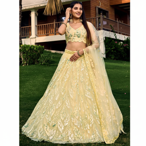 Trabajo de secuencia de bordado pesado Lehenga Choli Disponible en cantidad a granel Diseñador nupcial Lehenga Choli - Product Image 1