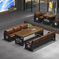 Canapé de bar industriel avec table en bois massif pour restaurant barbecue, café, espace de loisirs, mobilier commercial