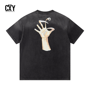 Nueva Camiseta de Manga Corta con Cuello Redondo, Estilo Casual Holgado, Lavada, Vintage, Desgastada, Pintada a Mano, de Marca Compartida - Product Image 3