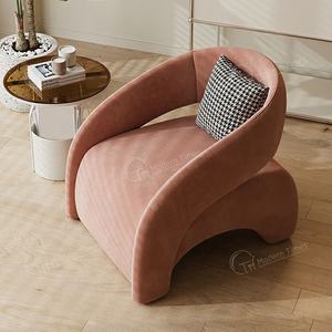 Sillón de lujo nórdico para sala de estar, marco de madera, tela de terciopelo, acento de ocio, con cojín para uso en apartamentos y hoteles - Product Image 4
