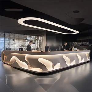Mostrador de Recepción Moderno y Duradero de MDF con Forma Personalizada, Mostrador de Recepción para Empresa, Mostrador de Caja para Salón de Belleza, Mostrador de Recepción - Product Image 4