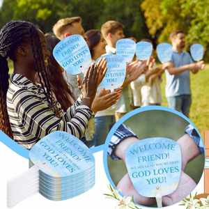 Abanico de Mano Publicitario de Plástico con Forma Circular, Personalizado con Logotipo Impreso a Doble Cara, Grueso, para Regalo, Venta al Por Mayor - Product Image 3