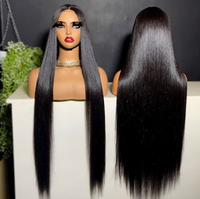 Wig Rambut Asli Manusia Virgin Raw HD Lace Frontal Bone Straight Densitas 300% Grosir, Tanpa Lem, Pre Plucked, Ekstra Panjang Lurus