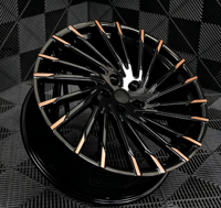 Nouvelles jantes directionnelles en aluminium forgé sur mesure 6061-T6 noires, finition chromée, embouts dorés usinés, luxe et performance, 18-24 pouces