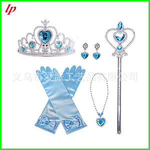 Princess Crown <b>Magic</b> Wand Necklace Earrings Gloves <b>Set</b> Pink For Kids Costume Accessories - Product Image 4
