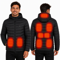 Veste à capuche chauffante 5V, 9 zones chauffantes, manteau d'hiver pour homme, coupe-vent en polyester, blouson USB avec fermeture éclair pour le ski et la chasse en plein air
