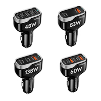 Chargeur de voiture USB C double port Sunda 65W PD3.0 QC3.0 18W 1A1C, adaptateur de charge rapide au design élégant et lumineux 12V-24V pour iPhone 17