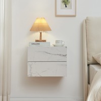 Table de chevet murale flottante en placage de marbre et bois, MOQ 300, pour chambre à coucher