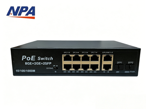 สวิตช์ AI Ethernet PoE 10 พอร์ต Gigabit พร้อม 2 Uplink 2 SFP Watchdog ป้องกันไฟกระชาก 6KV ขยายระยะ 250 ม. สำหรับกล้อง IP มีสินค้าในสต็อก - Product Image 1