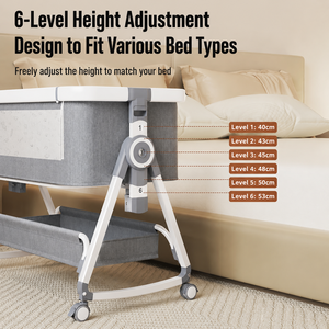 <span class=keywords><strong>Lit</strong></span> bébé portable pliable, berceau à coucher près du <span class=keywords><strong>lit</strong></span>, réglable en hauteur sur 6 niveaux, avec roulettes silencieuses pour nouveau-né - Product Image 2