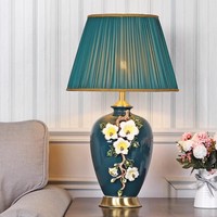 Lámpara de Mesa de Cerámica Verde Moderna, Lámpara de Escritorio LED de Diseño para Sala de Estar, Dormitorio, Hotel, Restaurante, Iluminación Decorativa