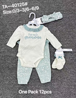 Nouveau design Vêtements d'été pour bébés filles 4 pièces Chaussettes Bandeau à manches longues Combinaison pantalon 4 en 1
